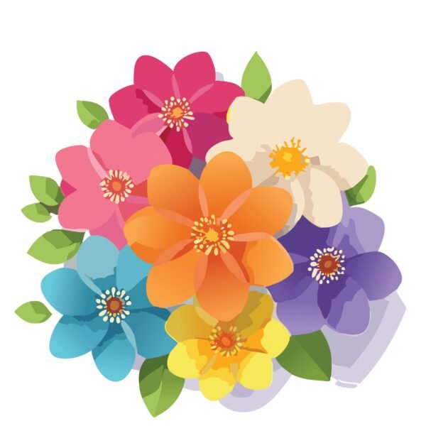 AI - Vibrant Floral Bouquet Illustration