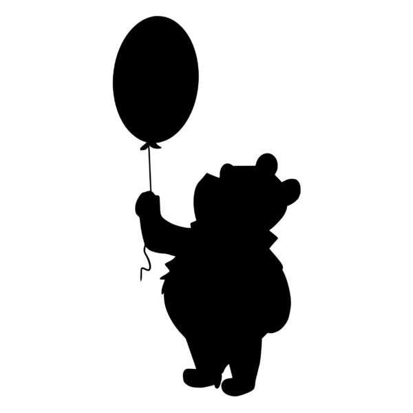 Playful Bear Holding a Balloon Silhouette