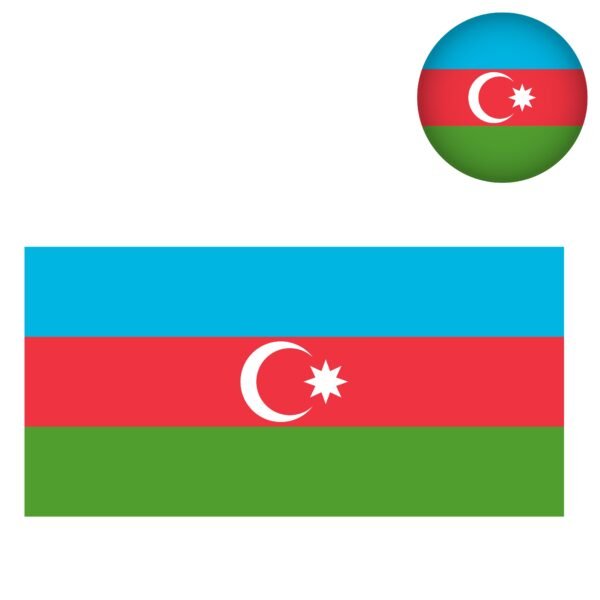 Azerbaijan- Flag and Icon