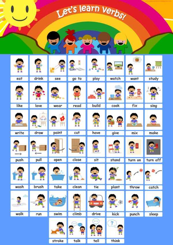 Verbs  - Flash cards and Poster - Image