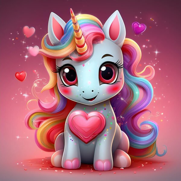 3D Valentine’s Unicorn  – Cute, Colorful, and Perfect for Valentine’s Day - Image 6