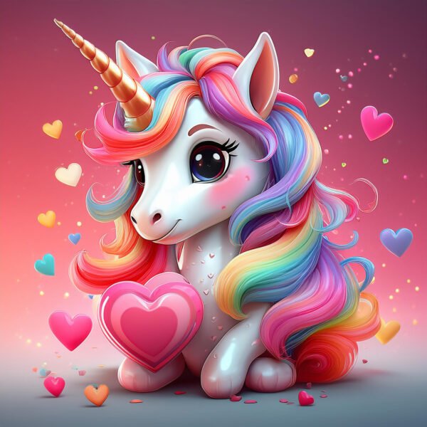 3D Valentine’s Unicorn  – Cute, Colorful, and Perfect for Valentine’s Day - Image 7