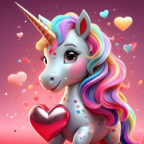 3D Valentine’s Unicorn  – Cute, Colorful, and Perfect for Valentine’s Day - Image 8