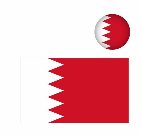 Bahrain Flag Representation in Flat and 3D Style
